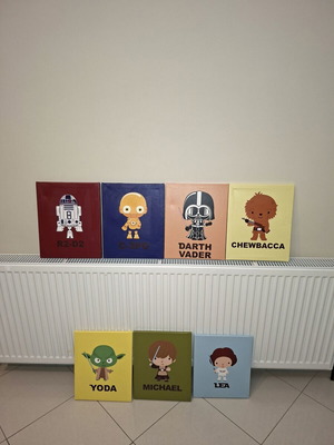 Star Wars kids canvas set 7 pcs used, 29x36 cm