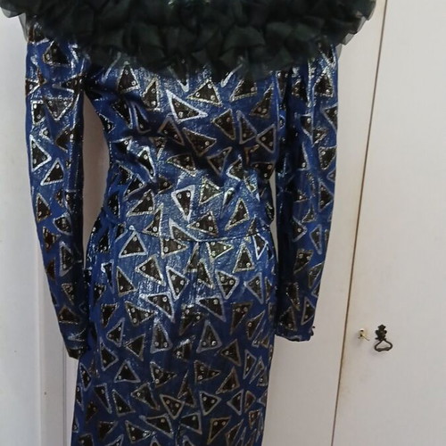 Evening suit like new, hand-sewn, blue and silver