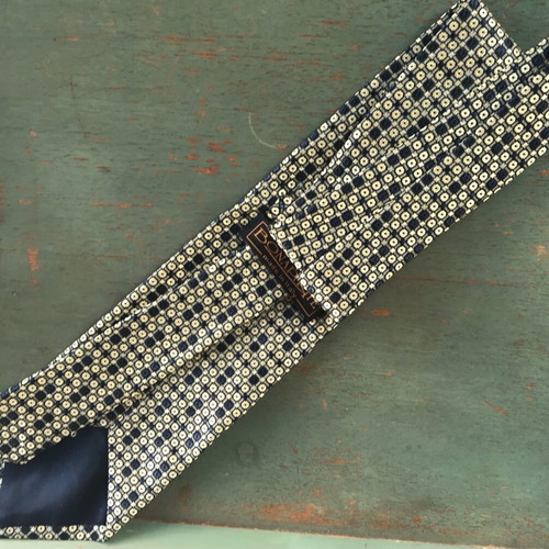 Bonaparte silk tie used, blue and gold tones