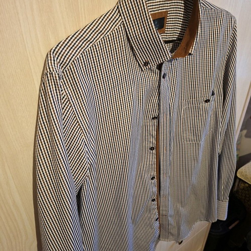 Lexton London men's long-sleeve shirt size M like new with check pattern
