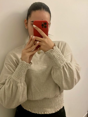 Beige Bershka blouse with shirring like new, size M