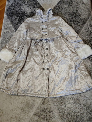 Silver Pom Pom Princess Coat like new