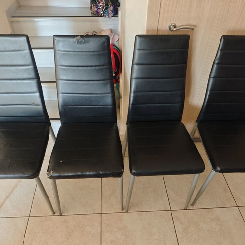 Dining chairs, set of 4, faux leather with wear