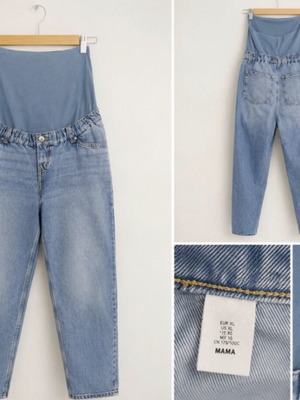 Τζιν εγκυμοσύνης H&M μεταχειρισμένο, μέγεθος XL, μπλε με ελαστική φάσα