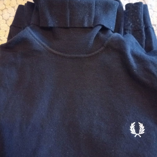 Fred Perry wool turtleneck sweater, blue, size L