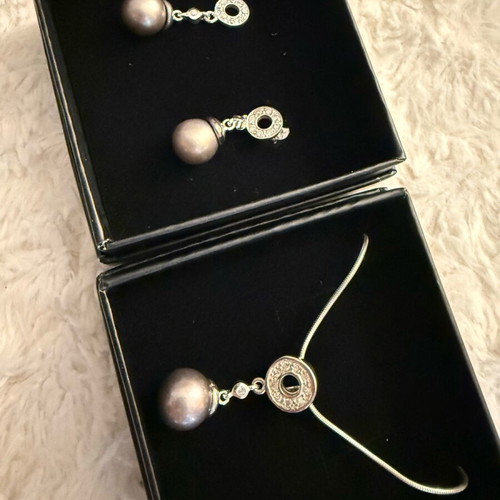 Silver jewelry set with Quo Vadis pearls new