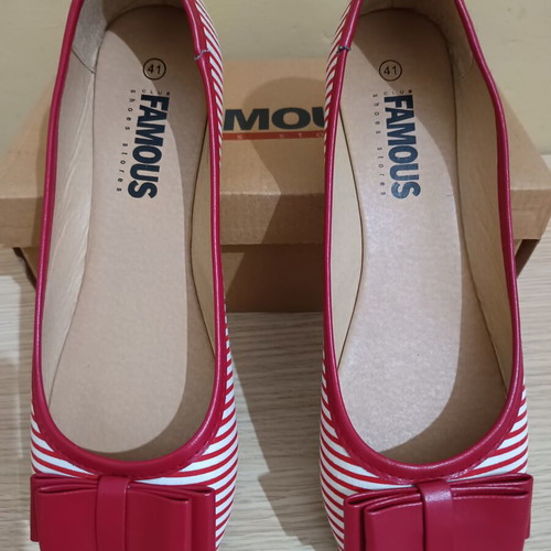 Famous Shoes ballerinas new, size 40-41, white and red