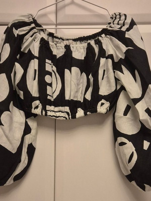 Galeria linen set balloon pants and bustier like new, black-white