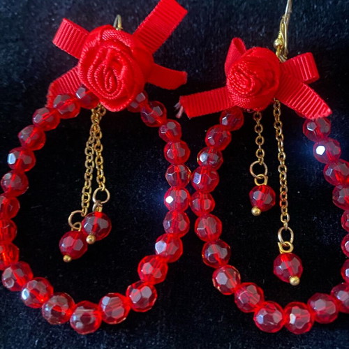 Earrings like new, red