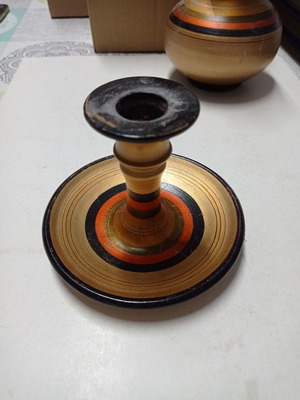 Vintage decorative set vase and candlestick used, 2 pieces