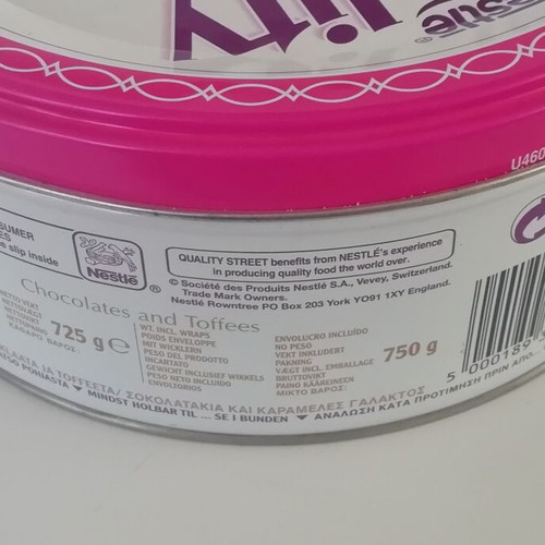 Nestle Quality Street metal tin used, round