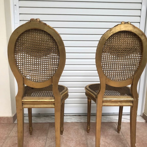 Louis XVI chairs used, pair with gilding