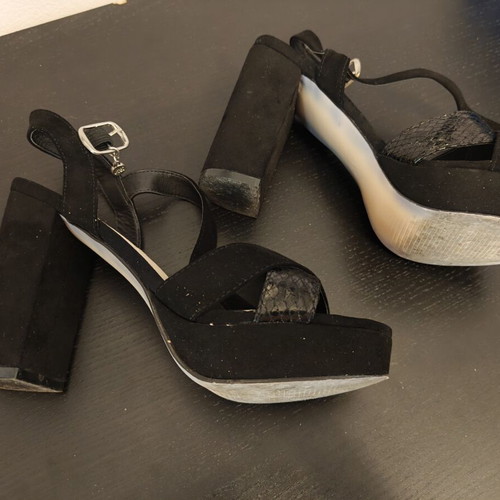 Xti black platform sandals used, suede, size 36