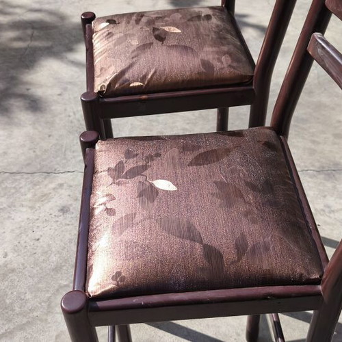 Bar stools used, set of two with new fabric seats