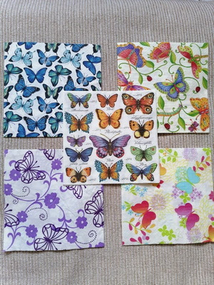 Napkins collection set of 5 with butterflies new