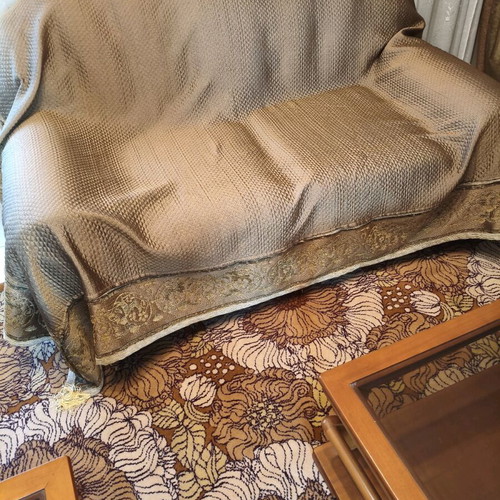 Living room furniture set used with two-seater sofa, armchair and table