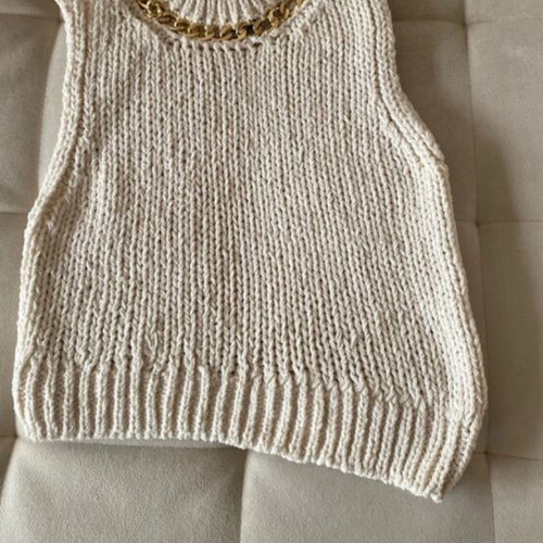 Zara cream knit vest with gold chain detail, size M