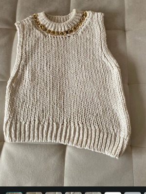 Zara cream knit vest with gold chain detail, size M