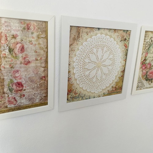 Frames set of three like new, pack with embroidery 35x35 and 20x30