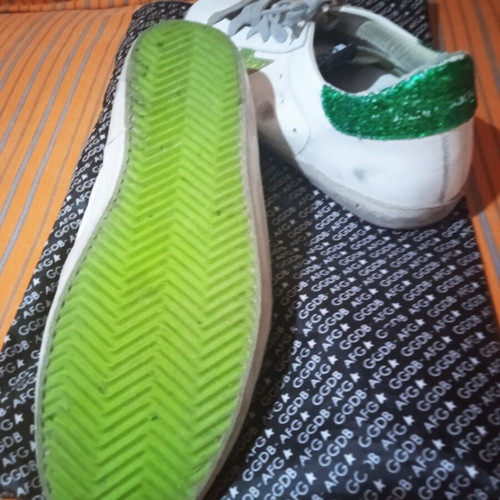 Golden Goose Superstar sneakers like new, size 38, white and green