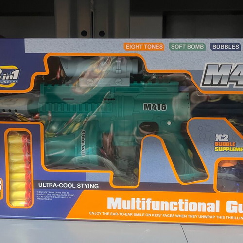 Multifunctional M416 Toy Gun new with soft darts and bubbles