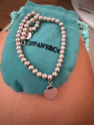 Βραχιόλι Tiffany & Co. με καρδιά και χάντρες 925 ασήμι, ανακαινισμένο, θέλει επισκευή