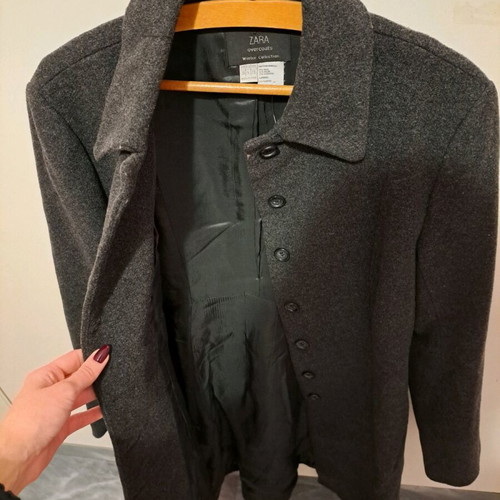 Zara cashmere coat like new, black and gray, size M