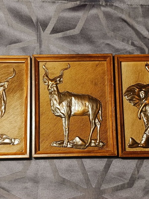 Dennis Thompson 3 Chalcography Artworks on Antelope Leather 60's/70's