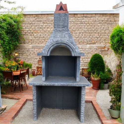 Emily Concrete Garden Barbecue Gray and White, New