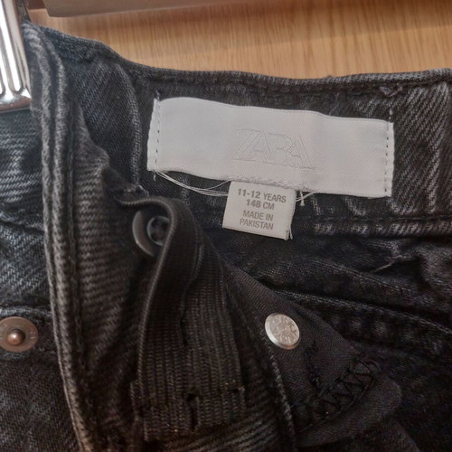Zara black girls' denim shorts like new, size 146 cm, age 12