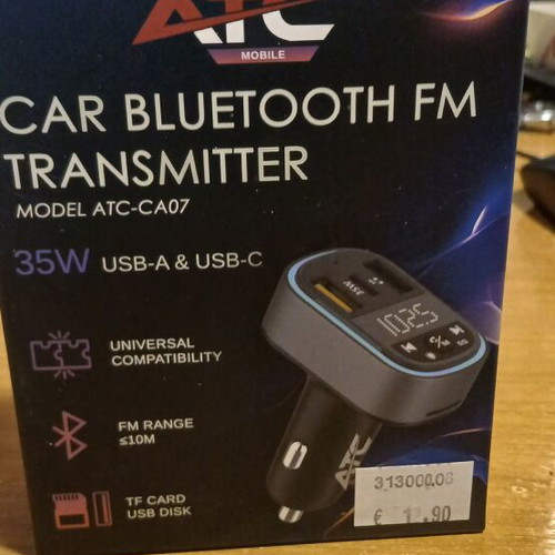 ATC-CA07 FM Transmitter Car Bluetooth with Type-C USB and SD Card