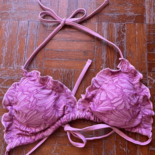 Shein pink embossed bikini M with ties