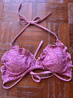 Shein pink embossed bikini M with ties