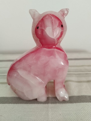 Cat figurine made of pink onyx like new