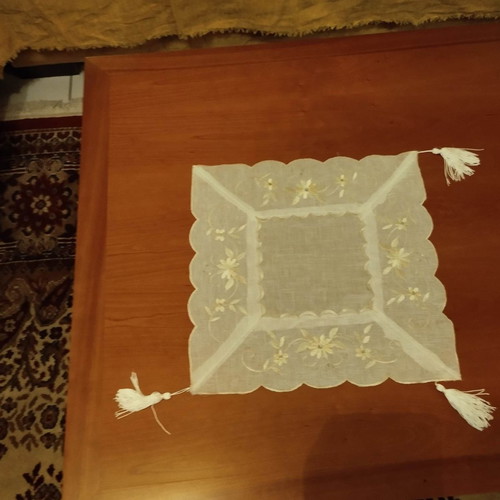 Set of three embroidered organza pieces used