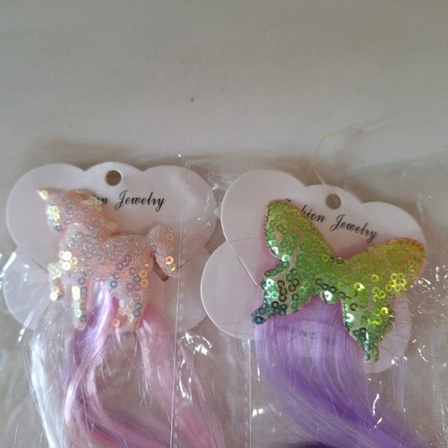 Children's hair extension new, set with butterfly and pony clip