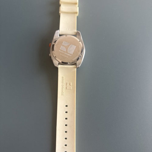 Boss Orange watch used with white silicone strap, battery needed