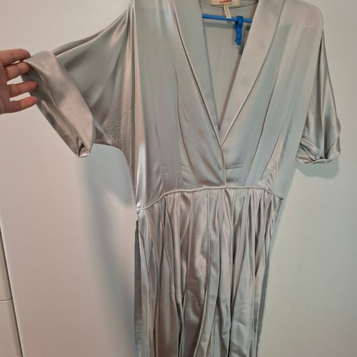BCBG Max Azria Runway satin dress size L like new, silver