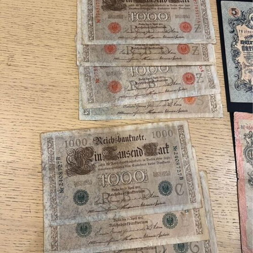 Old banknotes like new, drachmas, rubles, mark