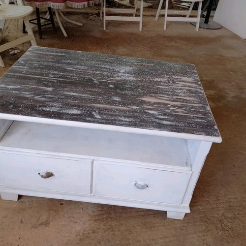 IKEA wooden TV stand used with large storage space