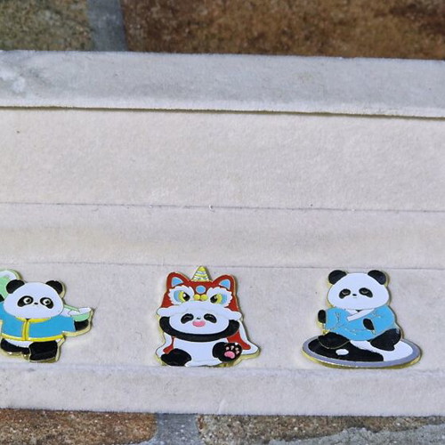 Panda enamel pins set like new