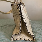 Axel straw shoulder bag, beige with black details