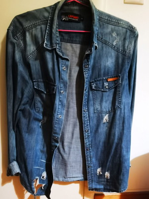 Camaro denim shirt used, size XL, blue, relaxed fit