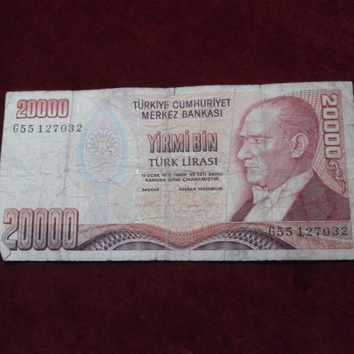 Turkish Lira 20000 1970 used banknote
