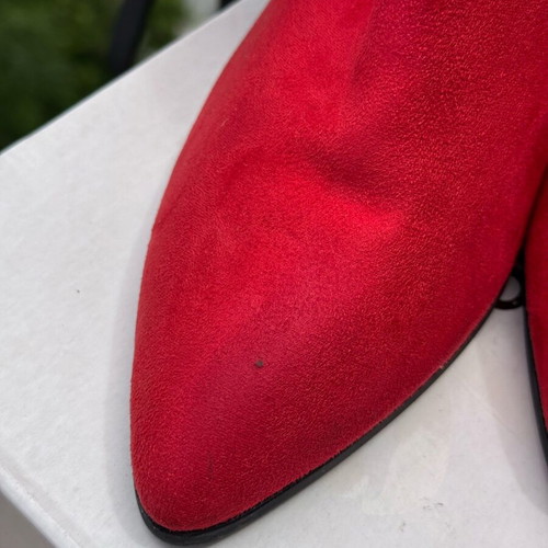 Red ankle boots like new, size 39, 8 cm heel