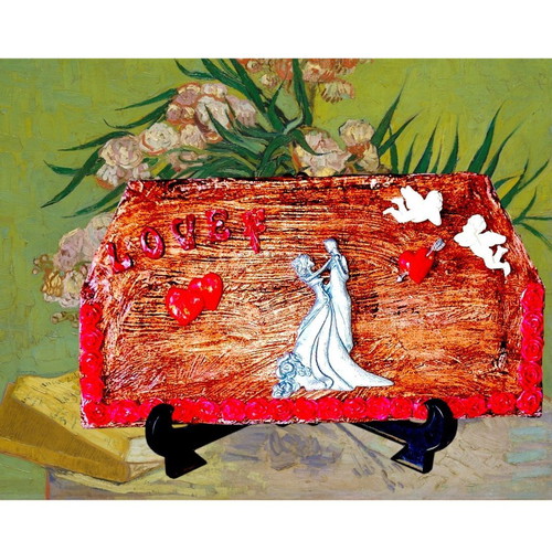 Handmade frame or tabletop decor loving couple dancing, new