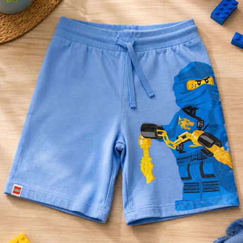 Lego boys' shorts new, blue with ninja print, size 122 cm