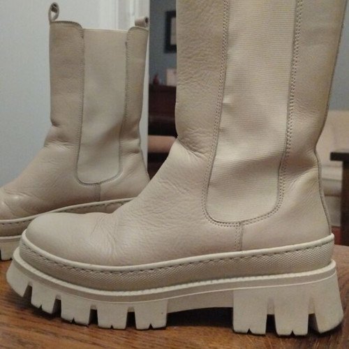 Leather boots used, beige, size 37