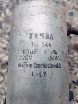 Tesla capacitor used, vintage, 100 mF 320V aluminium body