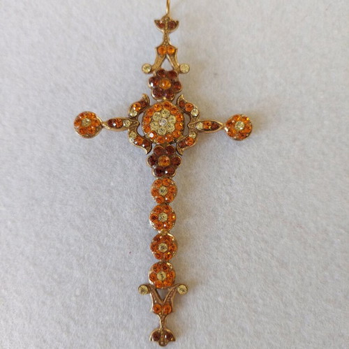 Handmade bronze cross necklace pendant with Swarovski crystals new